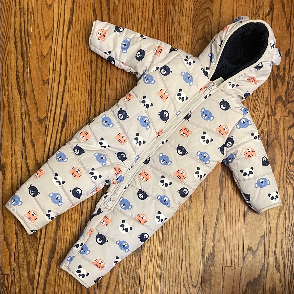 Carters One Piece Animal Print Snowsuit